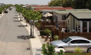 Mobile home decking example in Spain. Image twelve