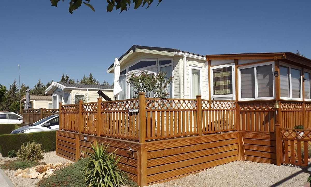 Mobile home decking example in Spain. Image three