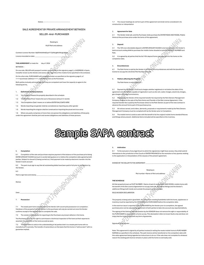 A sample SAPA agreement