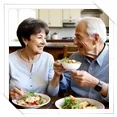 A couple enjoying lunch